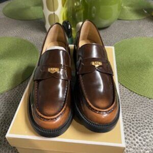 NWB WMNS MICHAEL KORS Eden Burnished Leather Loafer